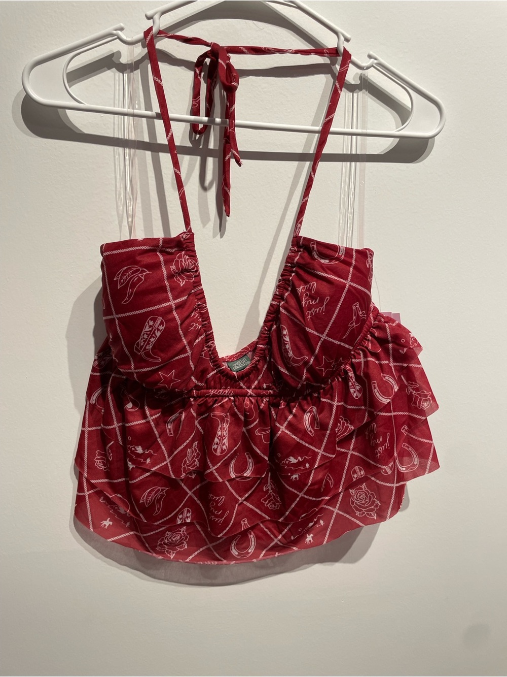 Wild Fable Women's Ruffle Halter Top Red Western Size Medium NWT